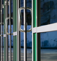 glass doors metal handles